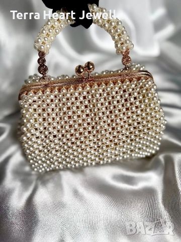 Дамска чанта и перли и метална рамка , снимка 4 - Чанти - 52502151