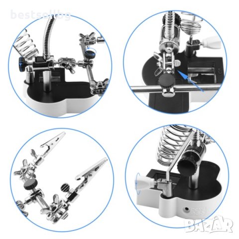 Мощна настолна лупа лед осветление свободни ръце трета ръка запояване, снимка 3 - Поялници и запояване - 28966514
