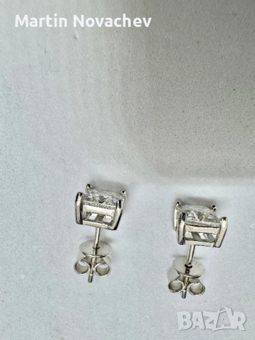 Сребърни обеци с мойсанит (Диамант) 1 карат, снимка 8 - Обеци - 53172550