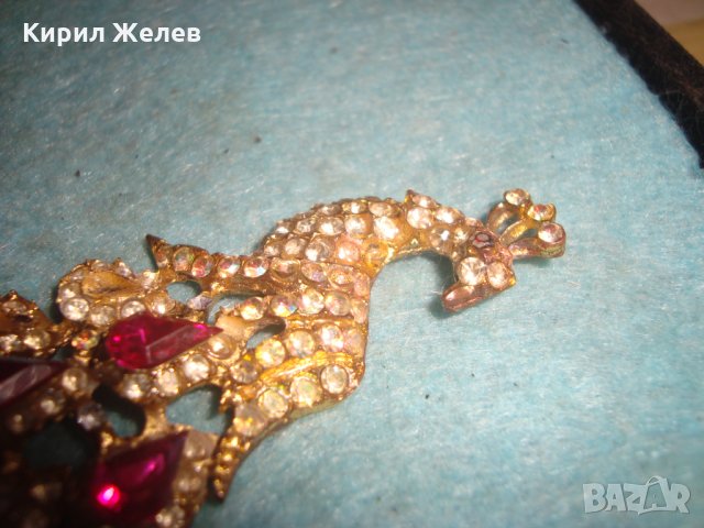 ПОЗЛАТЕН ПАУН ФИГУРАЛНА АРТ АПЛИКАЦИЯ с ЦВЕТНИ КРИСТАЛИ БИЖУ НАКИТ БРОШКА 27238, снимка 6 - Други - 35006569