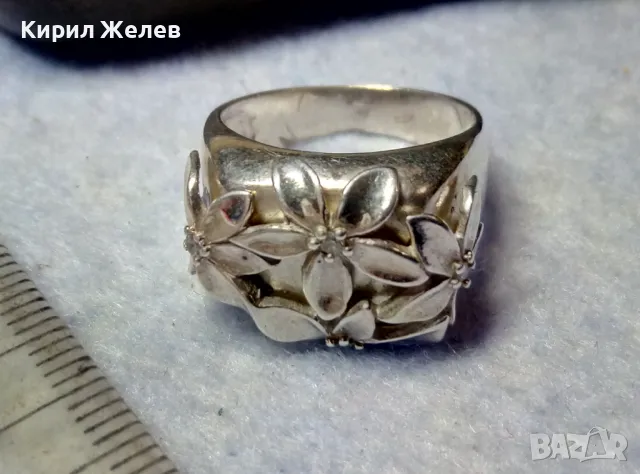 ТОКАШ - ПРЕЛЕСТЕН ФЛОРАЛЕН СКЪПОЦЕНЕН СРЕБЪРЕН ПРЪСТЕН СРЕБРО 925 TOKASH с ИСКРЯЩИ ЦИРКОНИ 13782