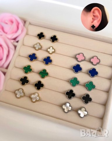 Гривни, колиета, обеци, комплект Van Cleef / Гривна, колие, обеци с детелини от медицинска стомана , снимка 8 - Гривни - 31165642