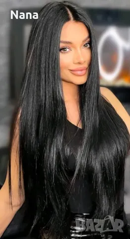 Черни треси екстеншън синтетичен косъм. Дължина 60см,грамаж 100гр. Цена за 1 брой треса 40лв., снимка 11 - Аксесоари за коса - 48498659