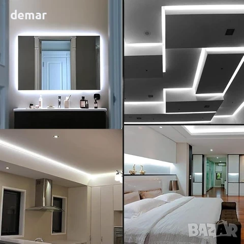 SIRYYUI IP65 COB LED лента 5 метра, 24V, водоустойчива, 480 LED/м, 6000K, 8 мм, без захранване, снимка 6 - Лед осветление - 51418157