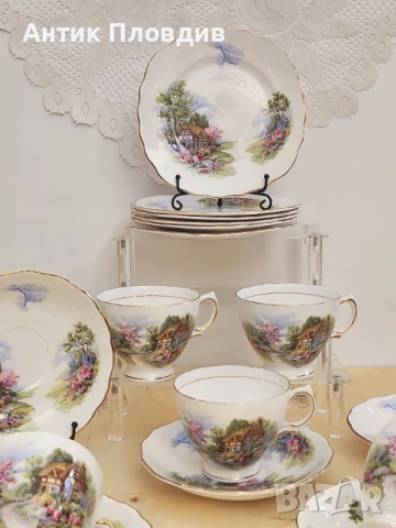 Чаен сервиз Royal Vale с английски пейзажи за 6 души, снимка 8 - Сервизи - 50780007