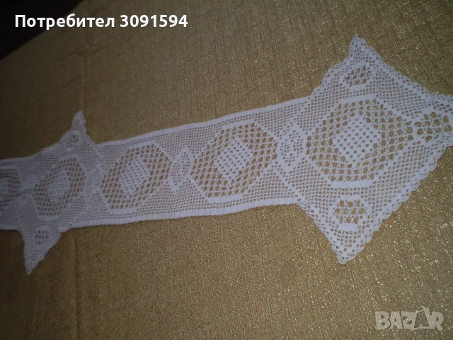 Винтидж плетена на една кука дантела от 30-те години на миналия век, продълговата покривка за маса, , снимка 5 - Покривки за маси - 50959404