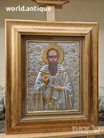 Прекрасна голяма антикварна сребърна икона със сертификат и маркировка , снимка 3 - Икони - 52135276