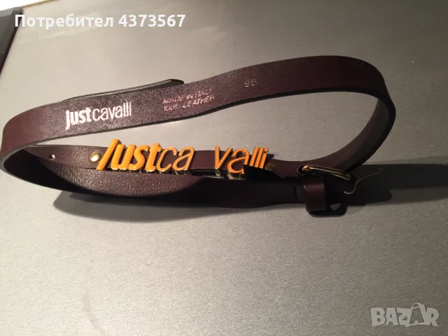 Кафяв дамски колан от естествена кожа с ефектни оранжеви букви Just Cavali , снимка 2 - Колани - 49275654