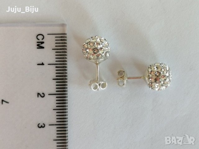 Нови сребърни обеци с камъни Сваровски, снимка 1 - Обеци - 28553107