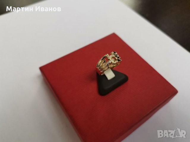 Златен пръстен с циркони 08, снимка 3 - Пръстени - 26784593