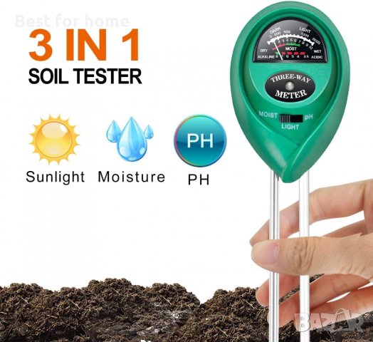 Устройство на контрол на почвата, осветеността и влагата в градината iPower 3-in-1 Soil Test, снимка 2 - Градинска техника - 37819850