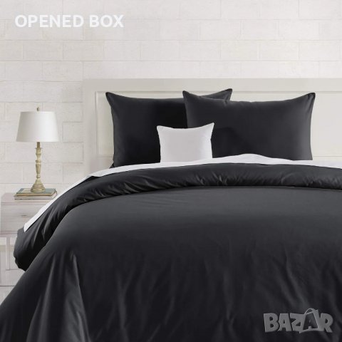 Спален комплект Amazon Basics от лек памук, 200 x 200 см / 50 x 80 см, черен, снимка 3 - Спално бельо - 39024139
