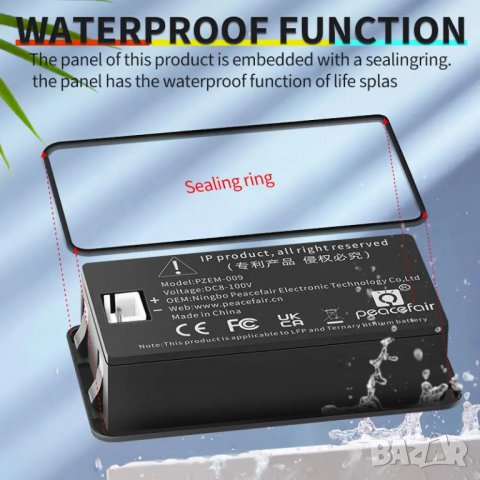 Волтметър за батерии Peacefair PZEM-009 / DC 8-100V, снимка 4 - Друга електроника - 40215230