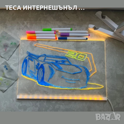 LED Табло с 7 Цветни Флуоресцентни Маркера за Дом, Офис, Училище и Още, снимка 5 - Рисуване и оцветяване - 50940214