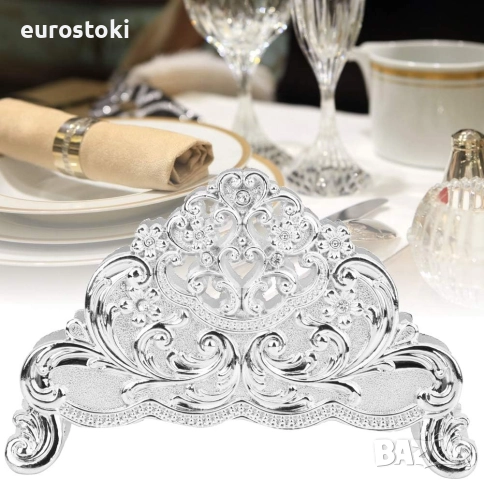Поставка за салфетки за маса за хартиени салфетки, за ресторант, хотел, сребърна, снимка 4 - Други - 51766238