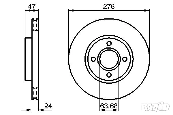 Диск спирачен преден дeсен/ляв за FORD COUGAR,MONDEO I,MONDEO II,SCORPIO II 1.8-2.9 93-01г.№ F1541V, снимка 3 - Части - 50640684