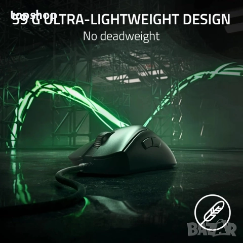 Нова Геймърска мишка Razer Deathadder V3 RZ01-0464, черна, кабелна, лека, ергономична, снимка 2 - Клавиатури и мишки - 51636339