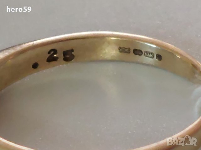 Дамски златен 375 проба пръстен с брилянт 0.25 карата-диамант, снимка 6 - Пръстени - 35474595