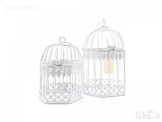 2 броя Метален Кафез за декорация KOLIBRI Бял Браш