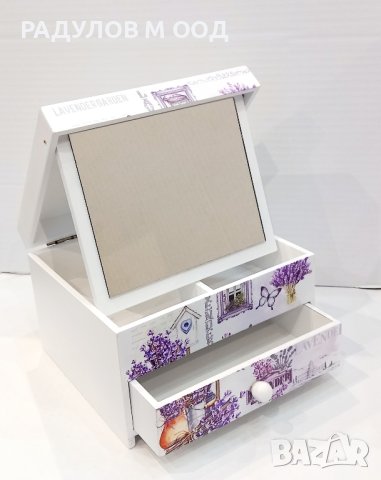 Стилна кутия за бижута с огледало и чекмедже /94884/, снимка 2 - Подаръци за жени - 43309297