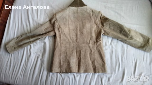 Кожено яке, палто, велур, бежово №40, снимка 8 - Якета - 40709280