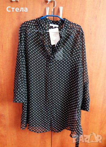 ANNA FIELD Mama дамска блуза, нова, с етикет, черна, на точки, снимка 1 - Туники - 28508059