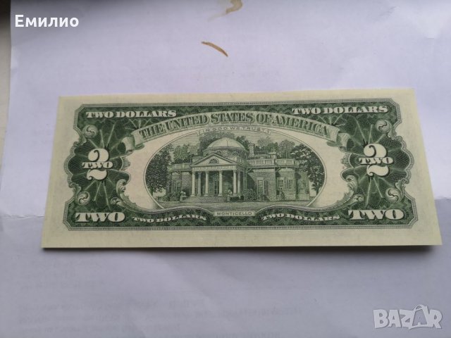 USA $ 2 Dollars Red Seal 1963 НЕЦИРКУЛИРАЛА , снимка 4 - Нумизматика и бонистика - 27441270