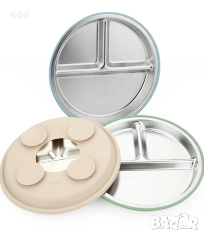 Неплъзгащ се комплект от 3 бр за нене на малки деца, подходящ за съдомиялна машина (син/зелен/кафяв)