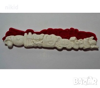 редица бебешки мече лигавник кола силиконов молд кант борд фондан шоколад декор, снимка 2 - Форми - 37349067