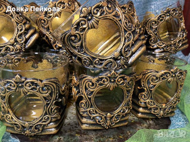 Сет за вино от 6 чаши и декантер в злато или сребро, снимка 4 - Декорация за дома - 40826907