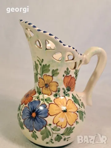 холандска ажурна керамична ваза кана уникат 22/6, снимка 2 - Вази - 49251899