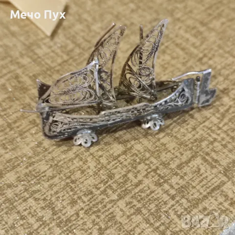 Сребърна миниатюра на стара римска галера - филигран, снимка 2 - Антикварни и старинни предмети - 49786236