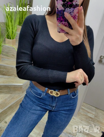 Черен дамски пуловер, снимка 2 - Блузи с дълъг ръкав и пуловери - 53082611