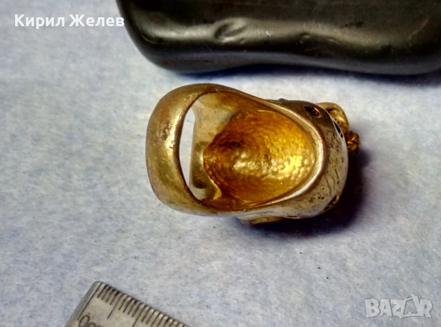 СТАР НЕО ГОТИК СТИЛ ПОЗЛАТЕН МЕДЕН ПРЪСТЕН ИНКРУСТИРАН с КАМЪНИ АМЕТИСТ и ЕМАЙЛ 40404, снимка 12 - Антикварни и старинни предмети - 51255525