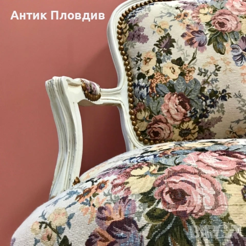 	 Бяло кресло "Английски рози", снимка 6 - Дивани и мека мебел - 12853041