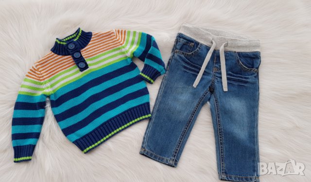 Пуловер и дънки за бебе 6-9 месеца, снимка 7 - Бебешки блузки - 34806562