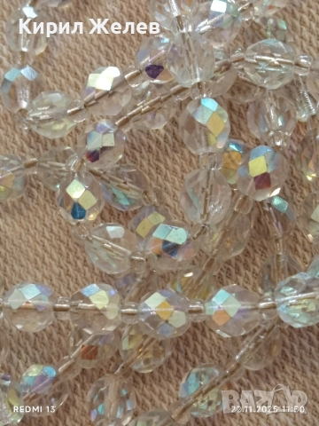 ИЗКУСТНО КОЛИЕ SWAROVSKI с КРИСТАЛНИ МЪНИСТА с ЕФЕКТ Аурора Бореалис 48983, снимка 7 - Колиета, медальони, синджири - 52501161