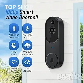 Интелигентен Wi-Fi звънец с безжична камера с детекция на движение, нощно виждане, снимка 2 - Друга електроника - 48785718