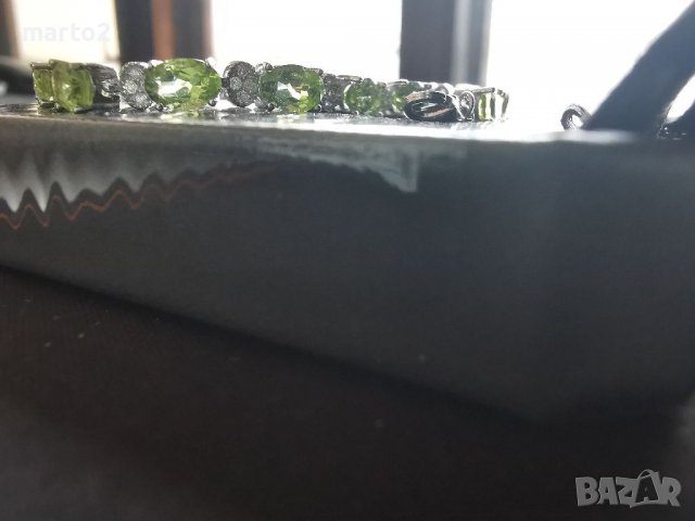  Елегантна сребърна 925 гривна с 17 Натурални Перидота и Циркони!, снимка 10 - Гривни - 40241647