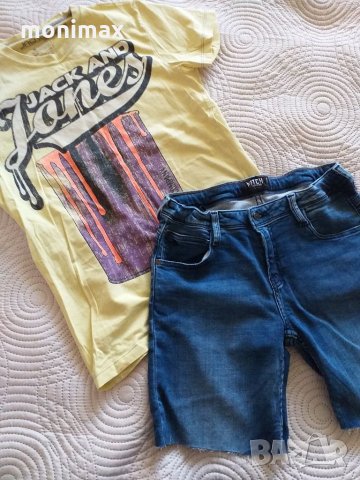Дънкови панталони и тениска Jack Jones 158 164, снимка 2 - Детски панталони и дънки - 32435476