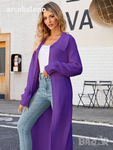 Нов стил дамска дълга плетена жилетка с ревери, 4цвята - 024, снимка 8 - Жилетки - 41975797