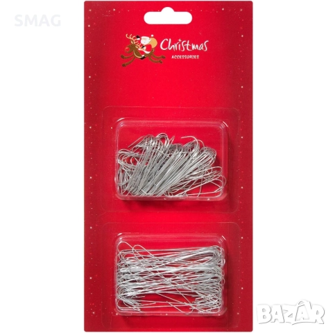 Коледни кукички сребристи, 2 размера – комплект 150 бр._1111641