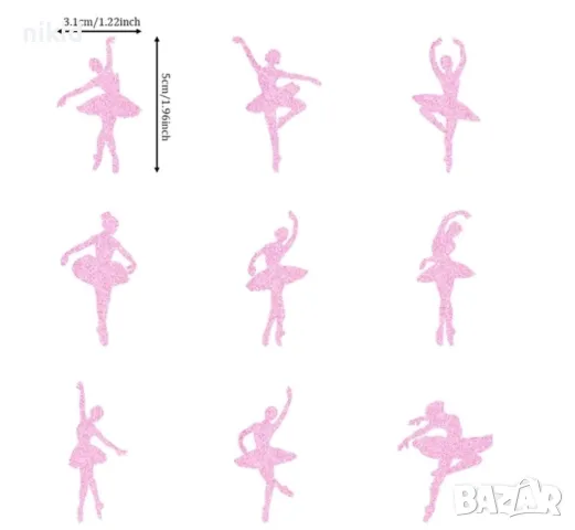 10 бр балерина балет танц розови топери за мъфини кексчета парти декор, снимка 4 - Други - 48264572