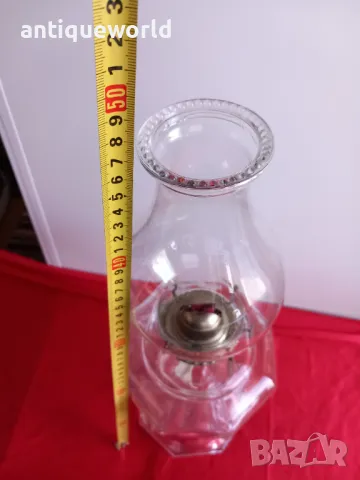 Рядка Голяма Стара Стъклена Газена Лампа, снимка 7 - Антикварни и старинни предмети - 48527567