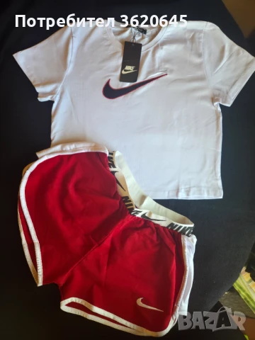 Дамски памучен комплект с бродирани лого, снимка 1