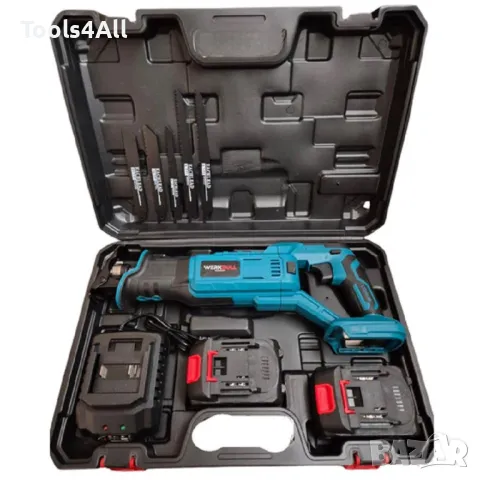 Акумулаторен Саблен Трион WerkBull 36V + 2 батерии и 5 ножа, снимка 4 - Куфари с инструменти - 48094163