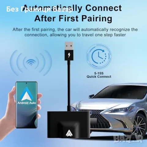 Нов Безжичен адаптер Android Auto за автомобили 2017-2024, 5GHz Wi-Fi, снимка 5 - Друга електроника - 48159097