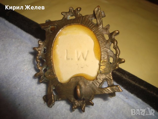 РАЗКОШЕН АВТОРСКИ РЕТРО - АР ДЕКО БРОНЗОВ МЕДАЛЬОН УНИКАТ с ИНИЦИАЛИ на ХУДОЖНИКА 31385, снимка 4 - Колиета, медальони, синджири - 38035117