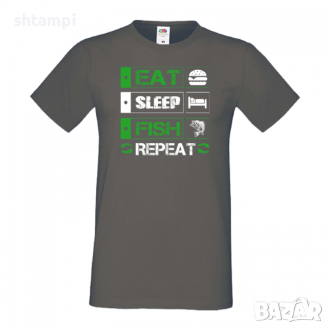 Мъжка тениска Fish 2,Sleep,Fish,Anime,Repeat,Ядене,Спане,Риба,Подарък,Повторение,Празник,, снимка 11 - Тениски - 36418990