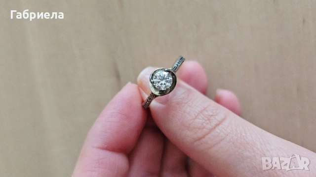 Годежен пръстен, сребро, цирконий, размер 7-8, снимка 3 - Пръстени - 53452015